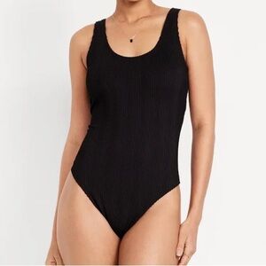 Aerie black ribbed one-piece